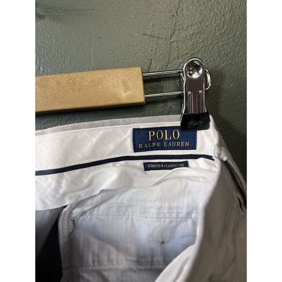Polo Ralph Lauren Mens Gray Chino Pleated Pants Stretch Classic Fit Size 36 x 32 - Picture 3 of 4